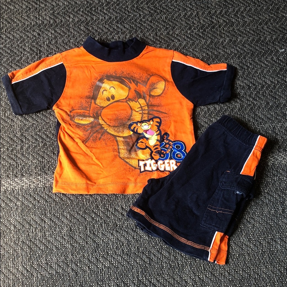 Disney Orange and Navy Tigger Kids Short Sleeve Tee & Shorts Set